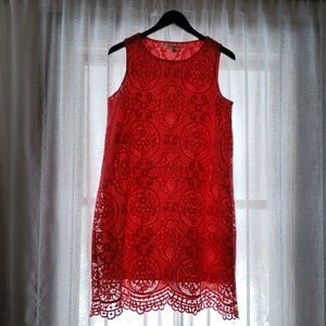 Max Studio coral lace dress, M